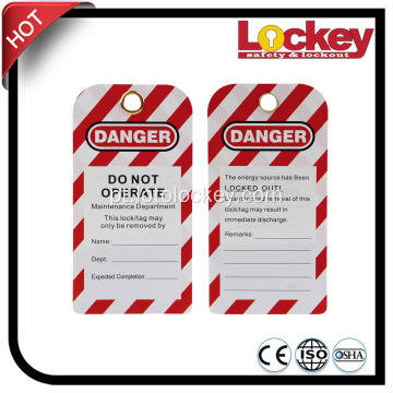 Segurança PVC etiquetas de aviso de bloqueio Tagout Tag